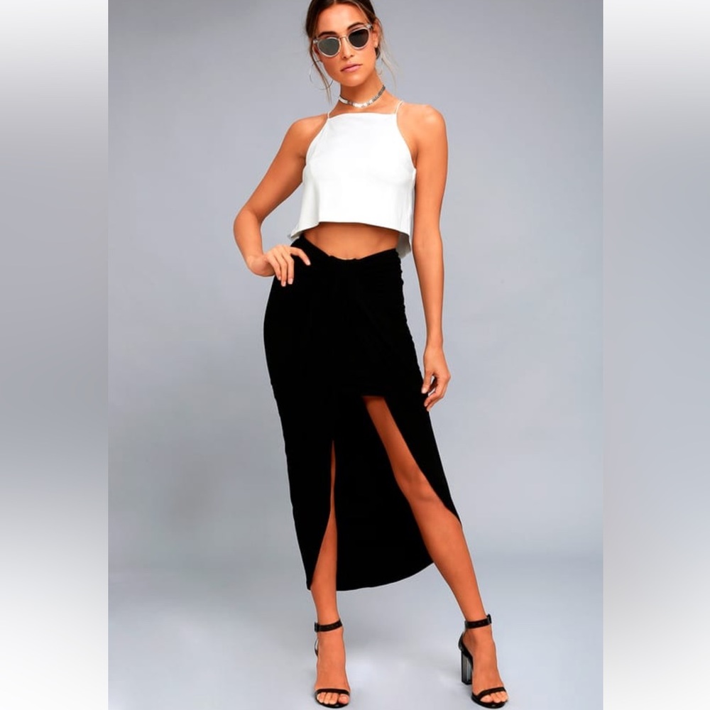 Scenic Drive Black Wrap Midi Skirt